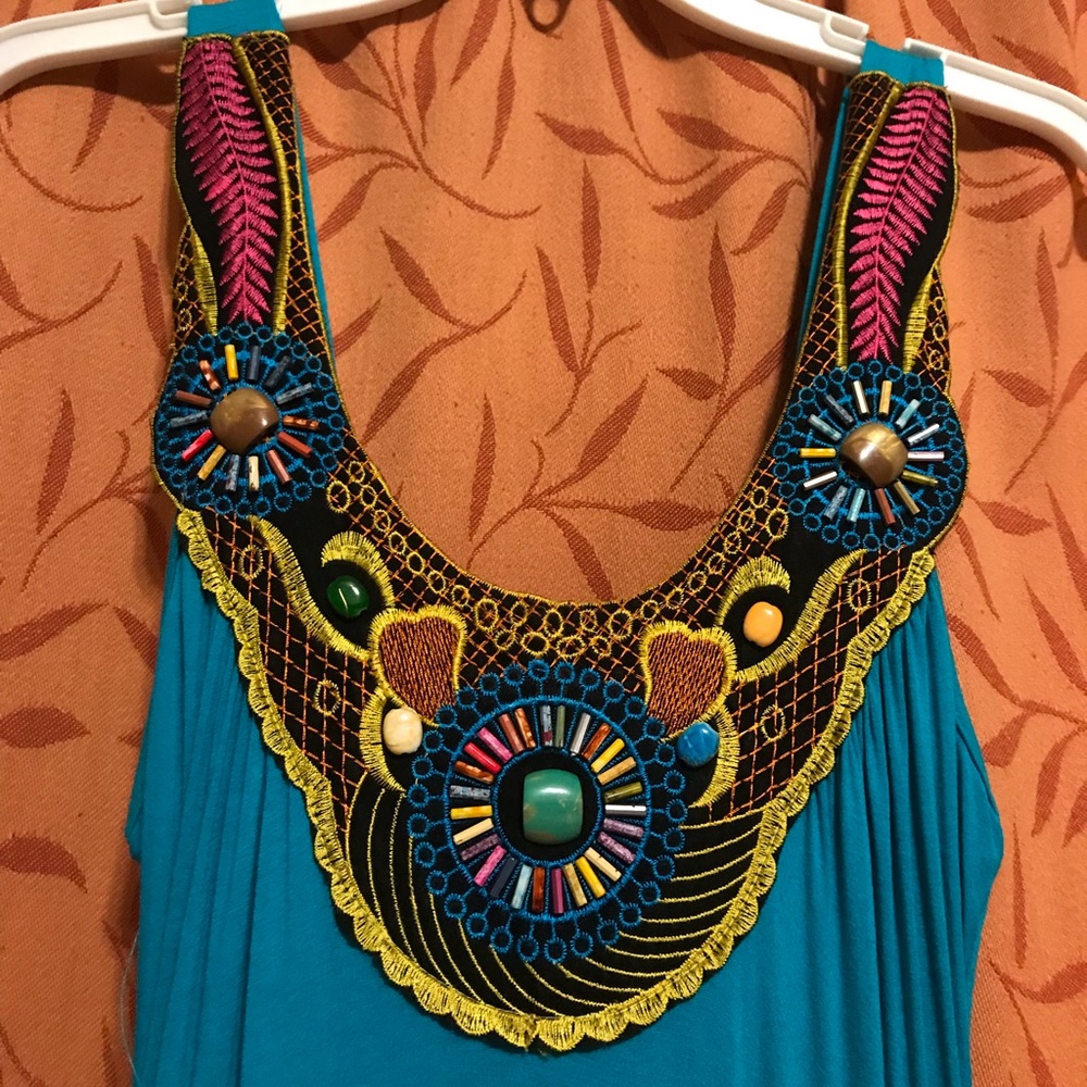 Turquoise petite maxi dress